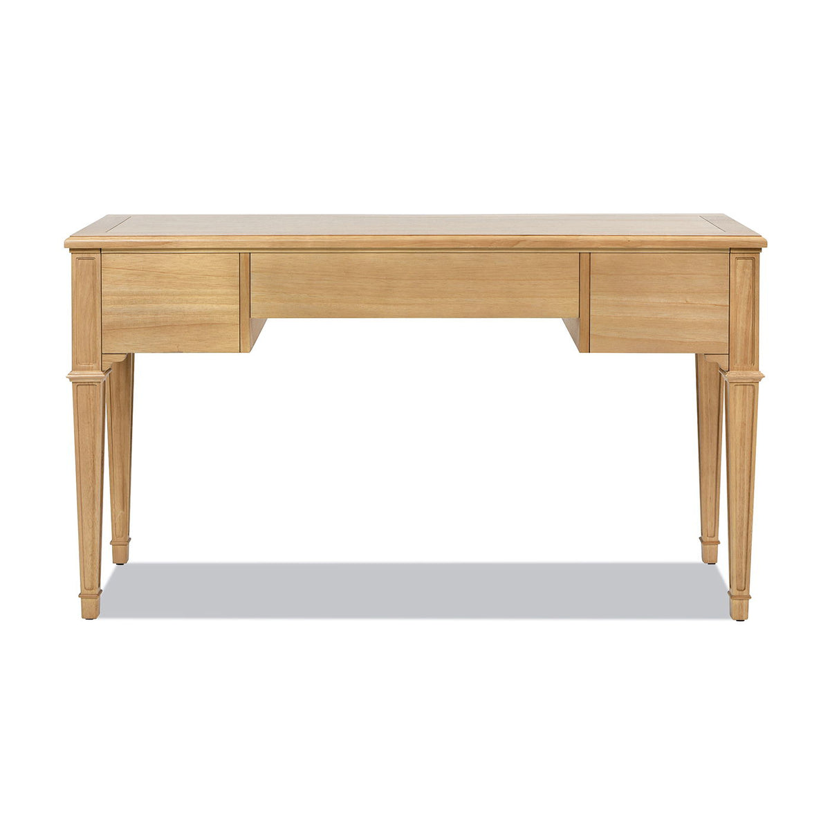 Dauphin 3-Drawer Executive Desk in light wood with soft-close drawers and tapered legs on Tampa Home & Garden Store