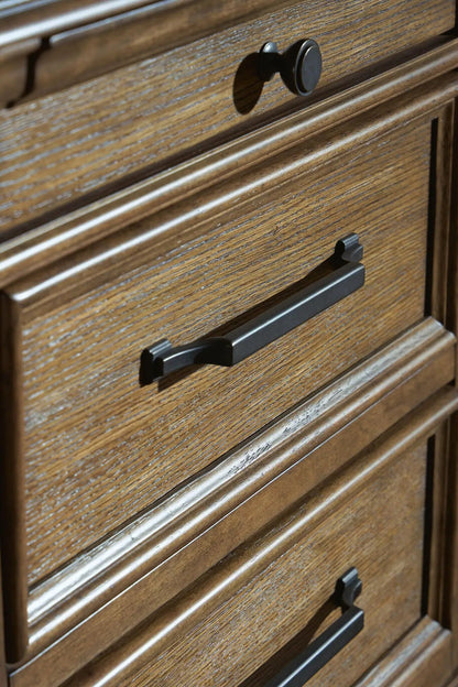 Karallin three-drawer night stand, medium brown, black hardware, Unique Piece Furniture on Tampa Home & Garden Store