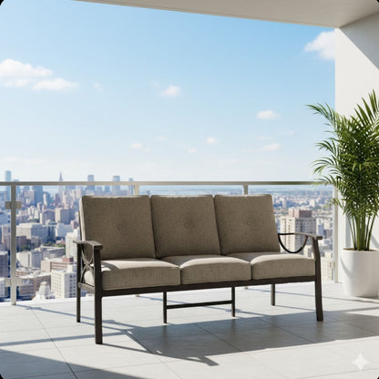 Modern Patio Sofa with Steel Frame and Cushions