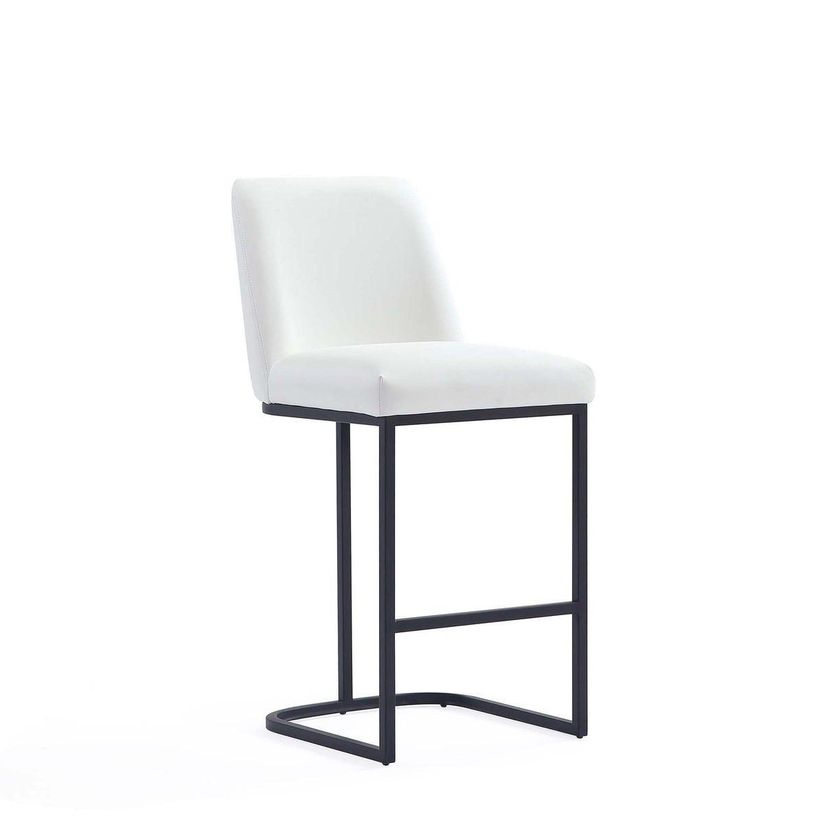 Serena Counter Stool white upholstered seat and back, black metal frame 24-27 height on Tampa Home & Garden Store