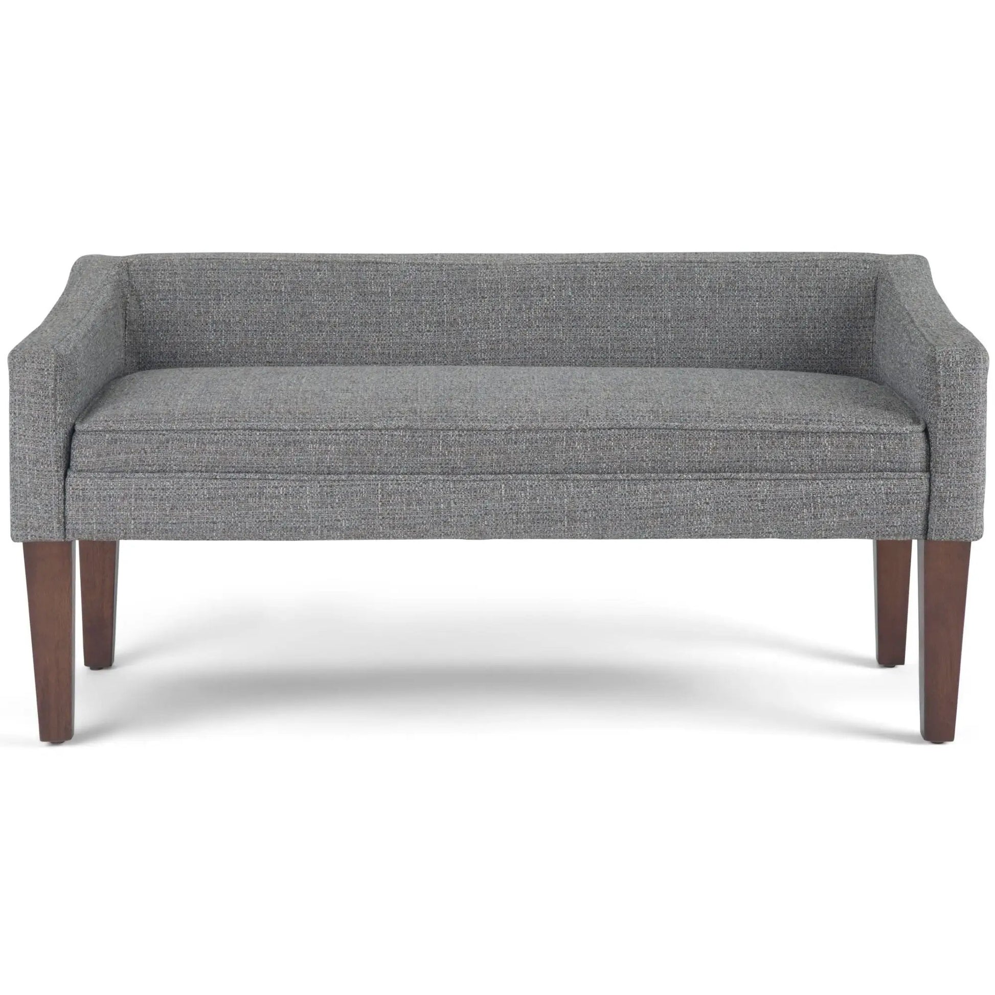 Parris Contemporary Upholstered Bench gray fabric with tapered wood legs Unique Piece Furniture on Tampa Home & Garden Store