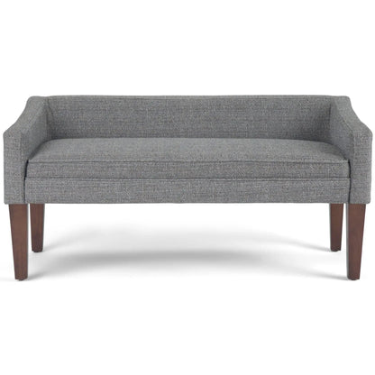 Parris Contemporary Upholstered Bench gray fabric with tapered wood legs Unique Piece Furniture on Tampa Home & Garden Store