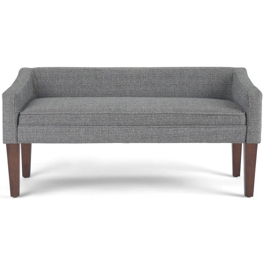 Parris Contemporary Upholstered Bench gray fabric with tapered wood legs Unique Piece Furniture on Tampa Home & Garden Store