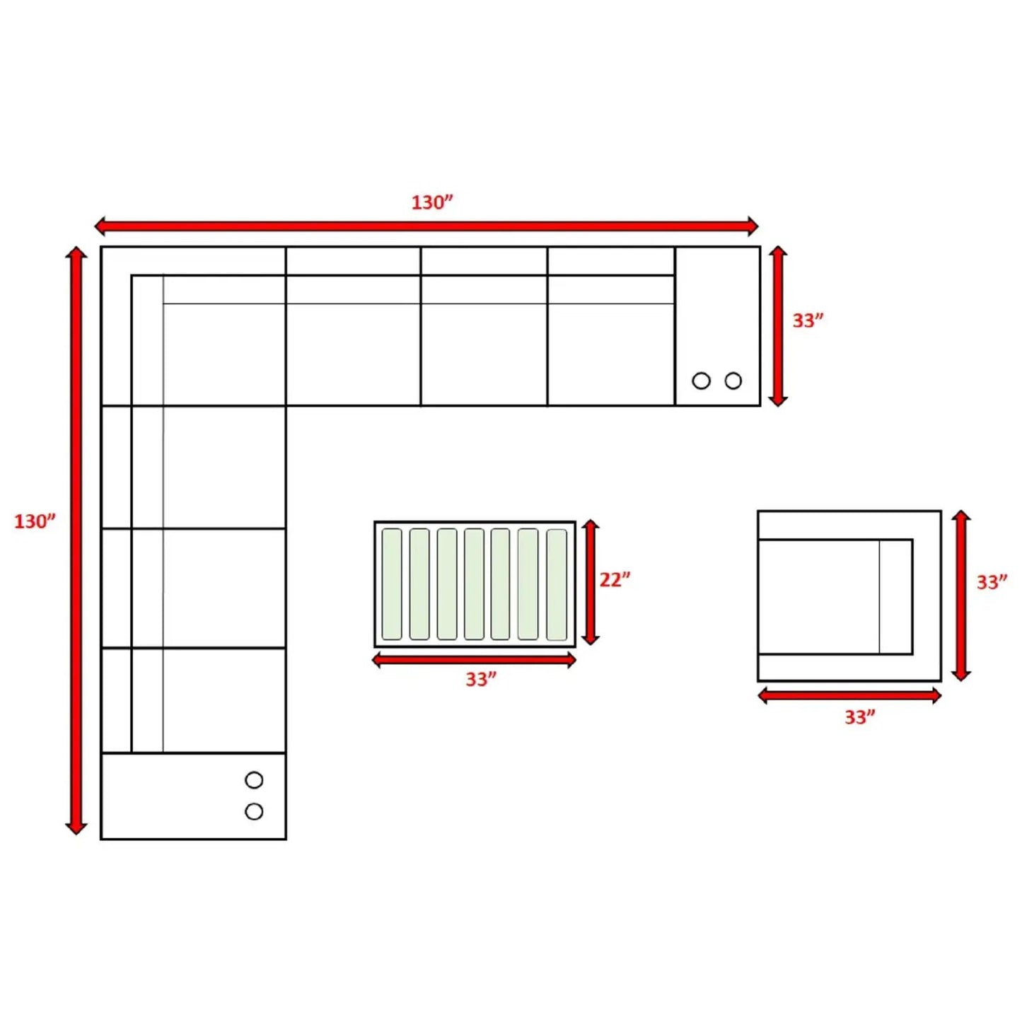 Modern patio rattan sectional with cushions, 2-piece set by Unique Piece Furniture, 130x130 on Tampa Home & Garden Store
