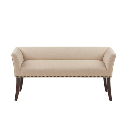 Elegant Bench with Solid Wood Frame Nailhead Trim
