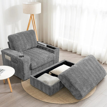 Oversized Chaise Lounge Rabbit Fur Sofa Bed