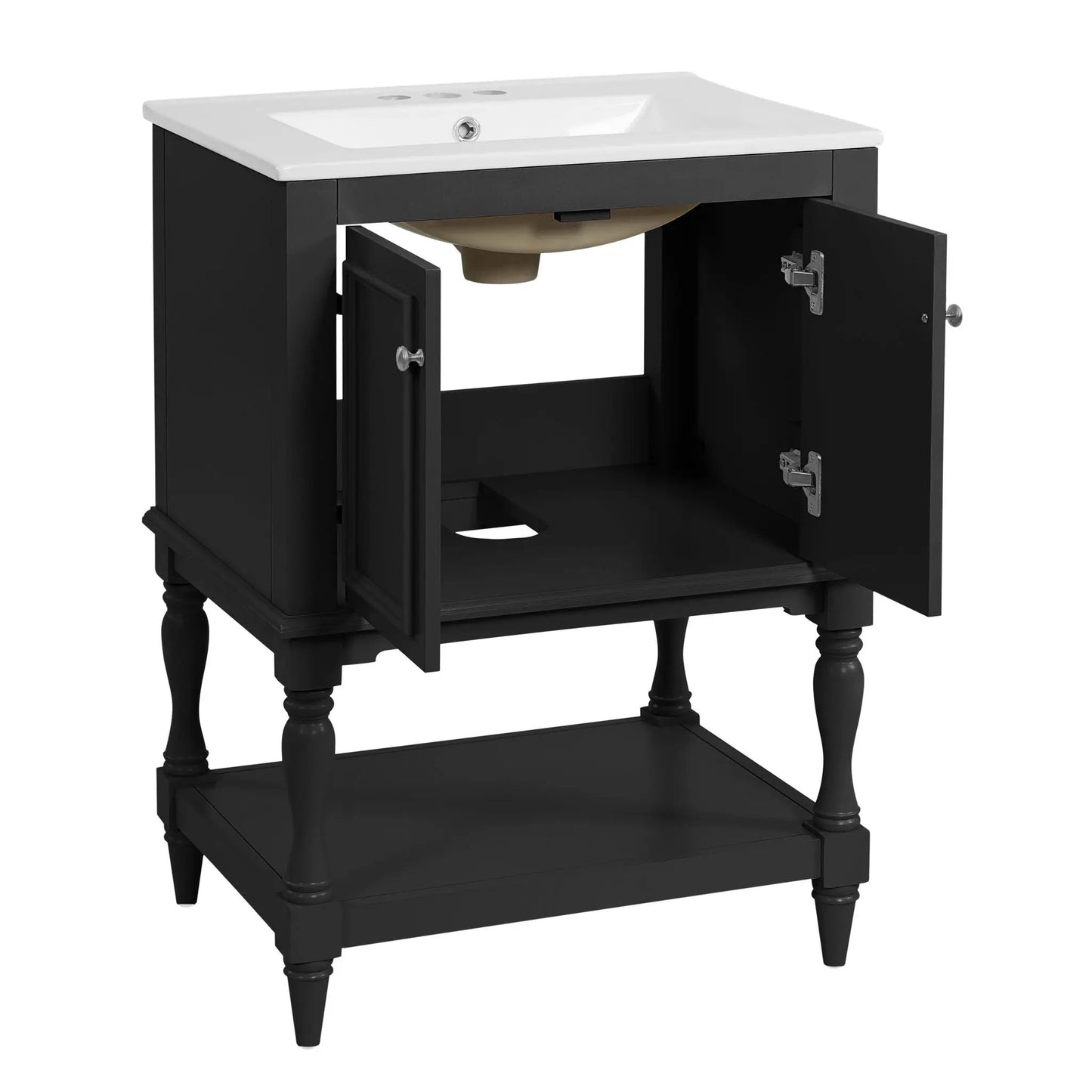Modern Bathroom Vanity With Sink Open Shelf