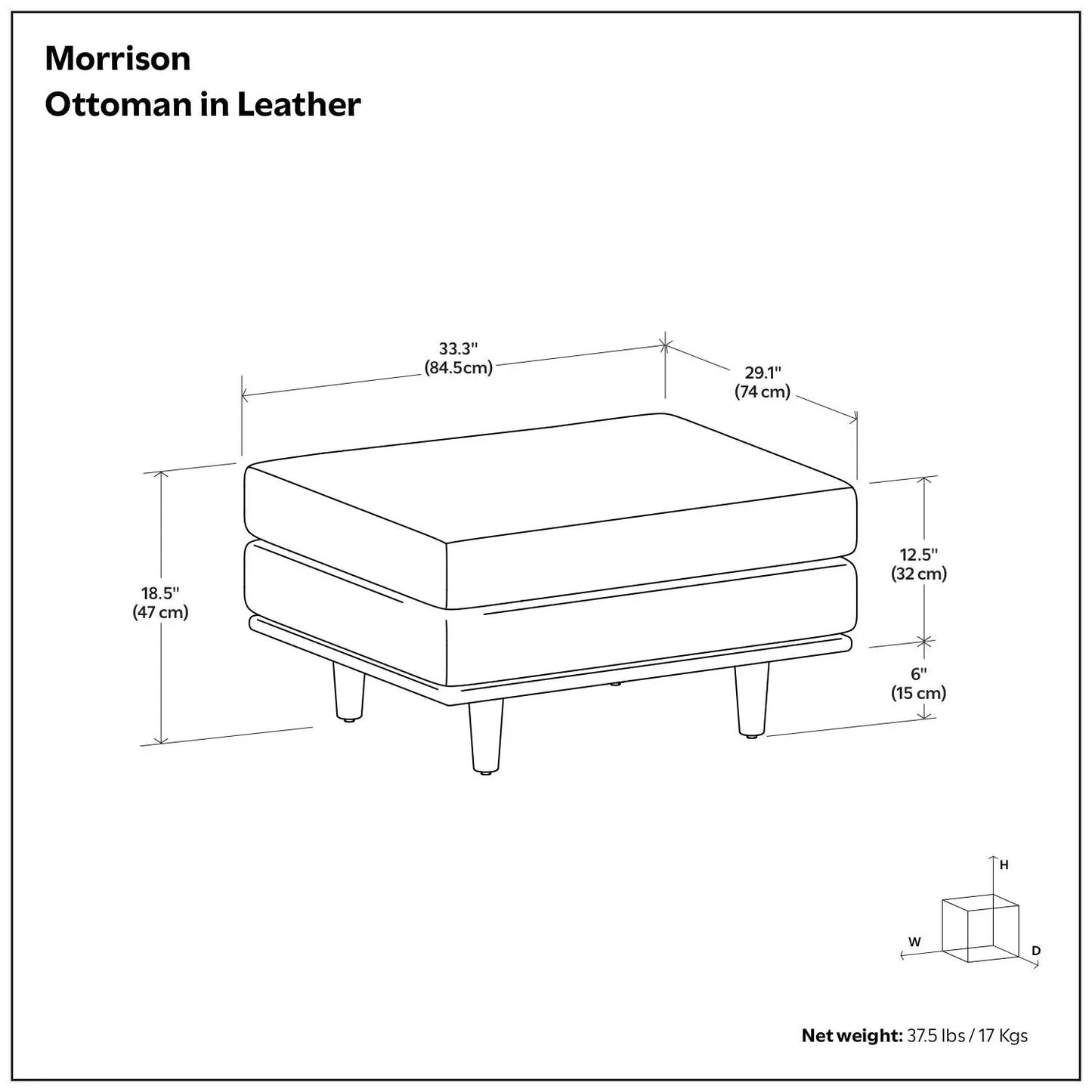 Morrison Handcrafted Ottoman Mid Century Style