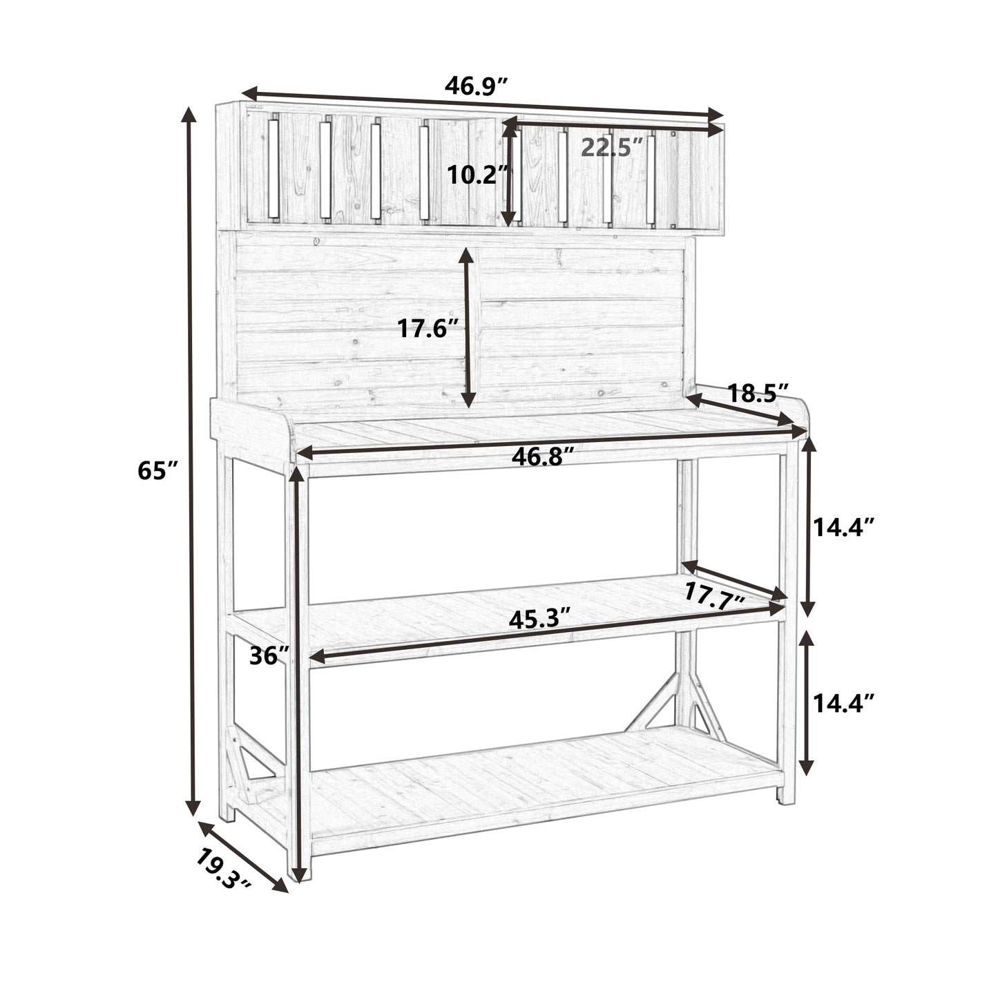 TOPMAX 65' large wooden farmhouse rustic outdoor potting bench workstation by HouseOfZazla on Tampa Home & Garden Store