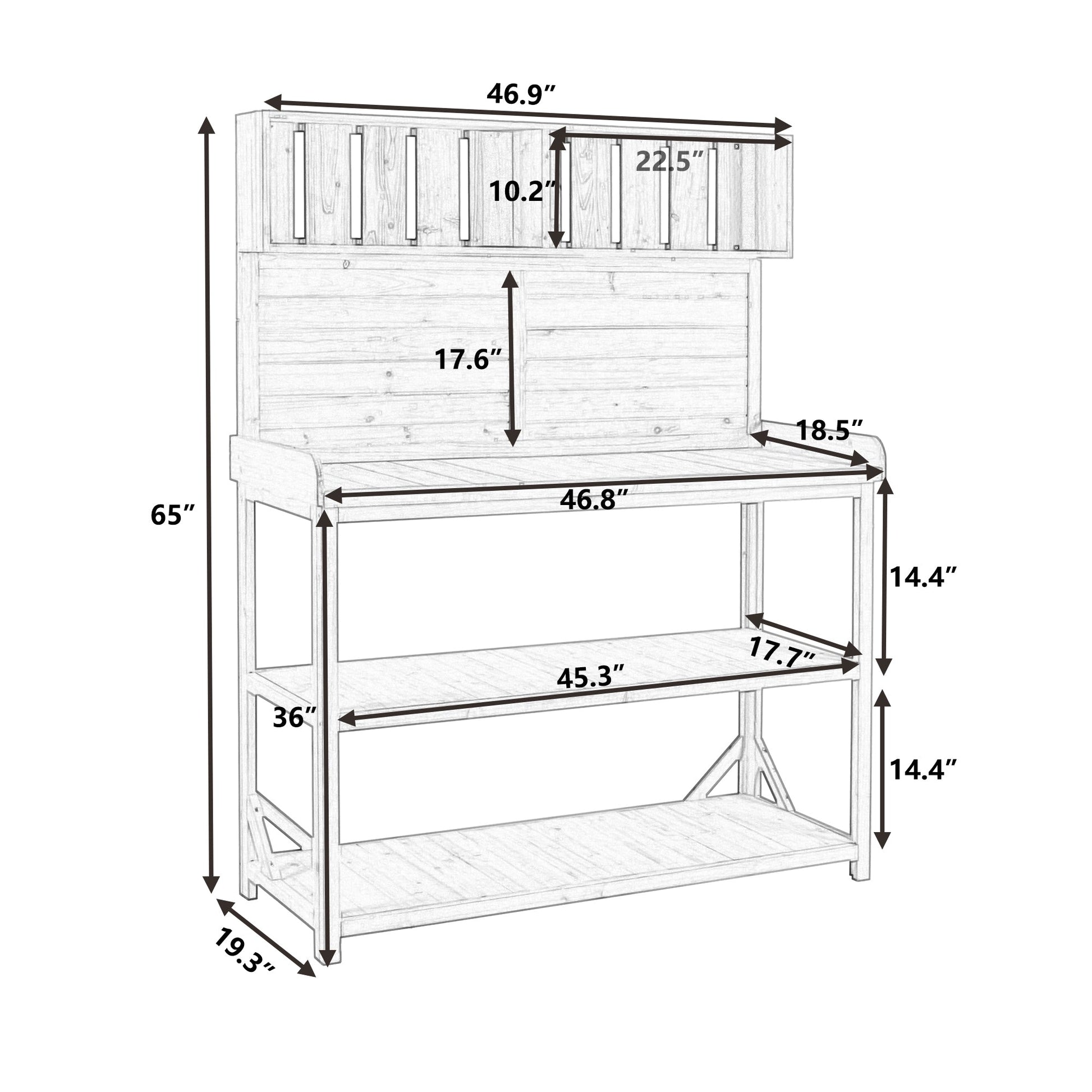 TOPMAX 65' large wooden farmhouse rustic outdoor potting bench workstation by HouseOfZazla on Tampa Home & Garden Store