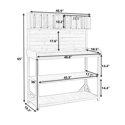 TOPMAX 65' large wooden farmhouse rustic outdoor potting bench workstation by HouseOfZazla on Tampa Home & Garden Store