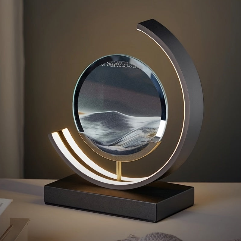 Sandscape Hourglass Table Lamp – Moving Sand Art LED Gift Light for Decor