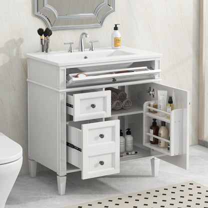 Bathroom vanity with top sink, white cabinet, 2 drawers and a tip-out drawer by HouseOfZazla on Tampa Home & Garden Store