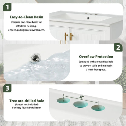 Elegant Vanity with Ceramic Sink and Storage