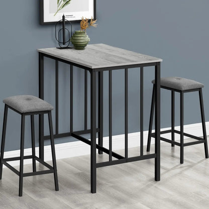 3-piece counter-height dining set with gray top and black metal frame, 2 upholstered stools, modern on Tampa Home & Garden Store