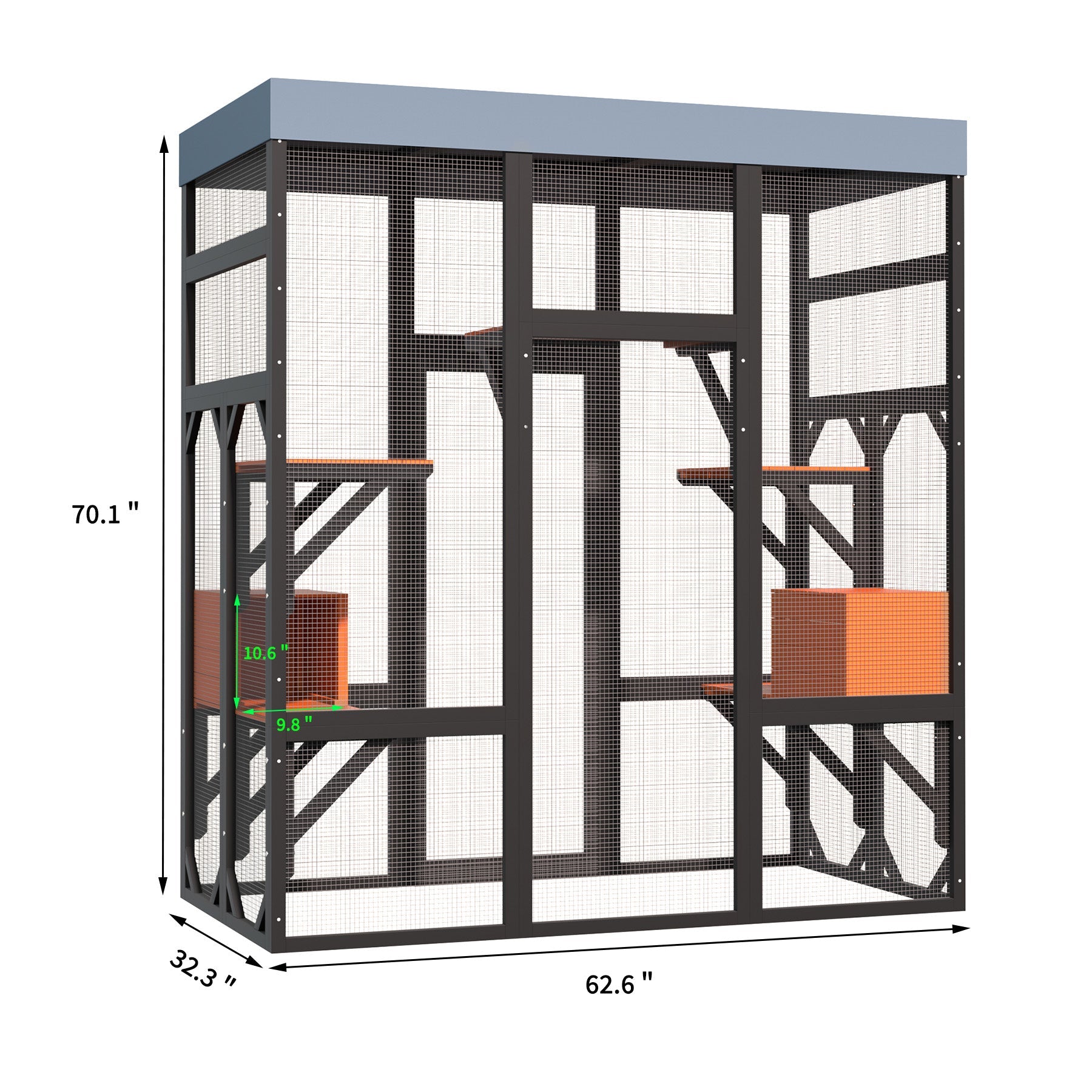 62.6 inch solid wood pet enclosure by HouseOfZazla with dark frame and wire mesh walls on Tampa Home & Garden Store