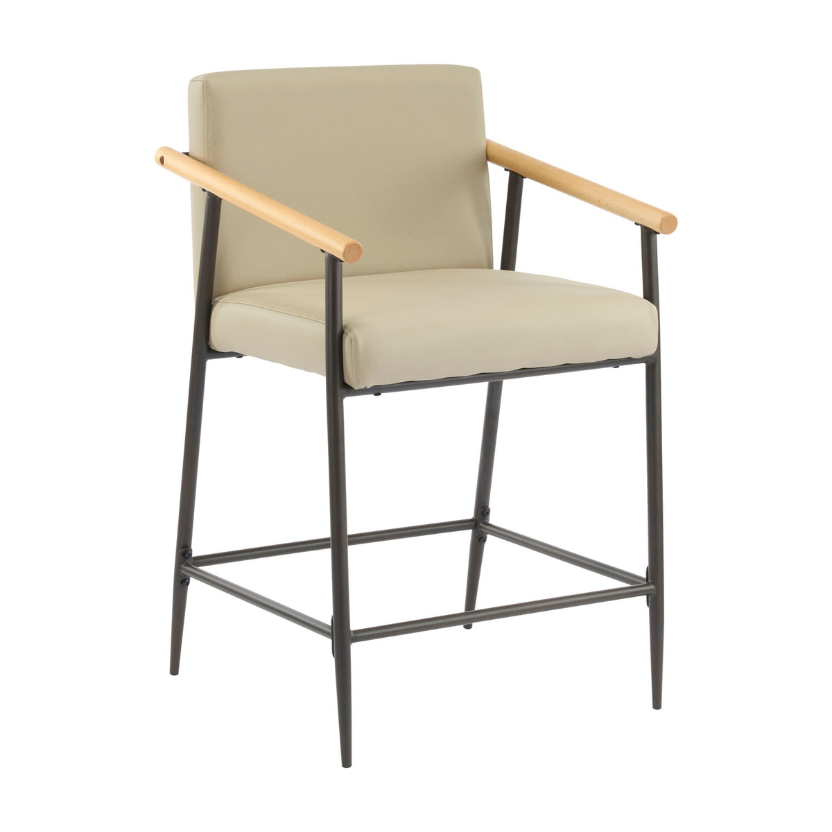 Mid Century Modern counter stool with khaki cushions, metal legs HouseOfZazla on Tampa Home & Garden Store