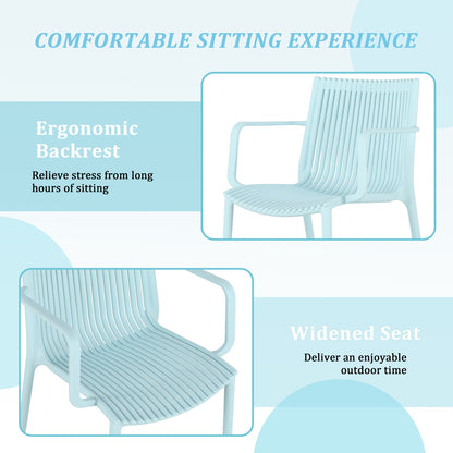 4 Stackable Plastic Chairs and Round Table