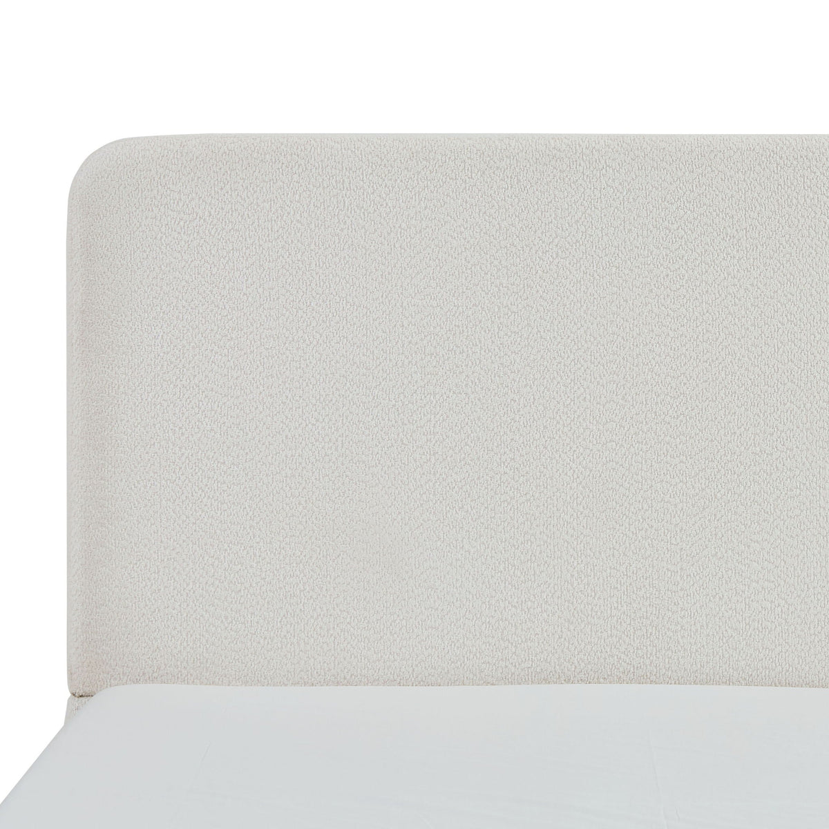 Canter tall headboard upholstered bed in beige textured fabric with white bed frame on Tampa Home & Garden Store