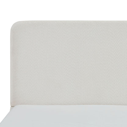 Canter tall headboard upholstered bed in beige textured fabric with white bed frame on Tampa Home & Garden Store