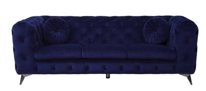 Atronia Classic Blue Velvet Button Tufted Sofa