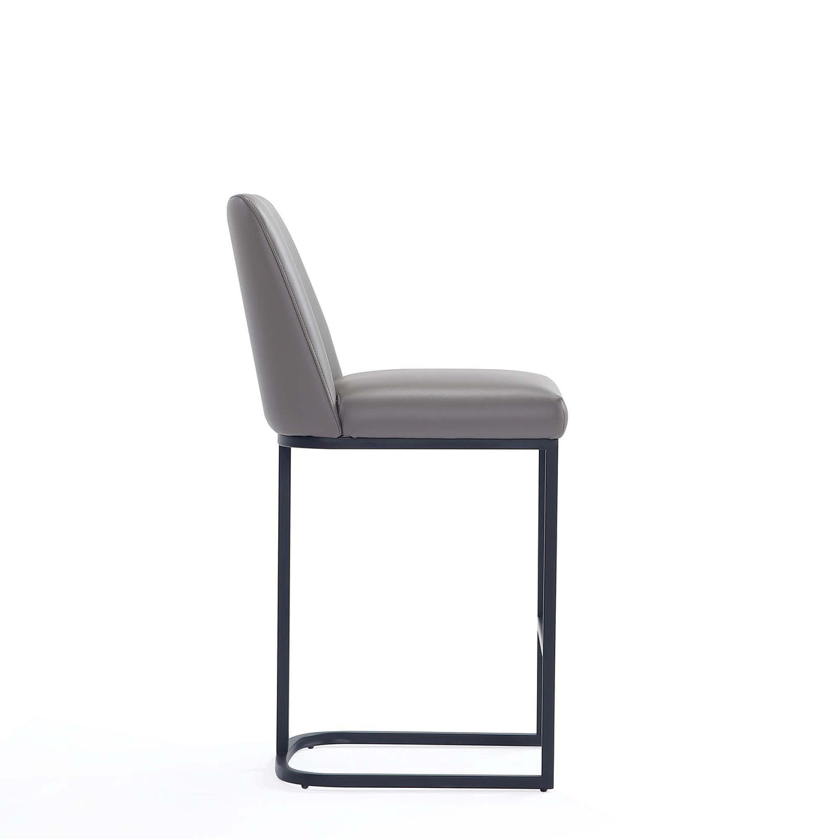 Serena Counter Stool gray leather upholstery with cantilever metal frame HouseOfZazla 24-27in on Tampa Home & Garden Store