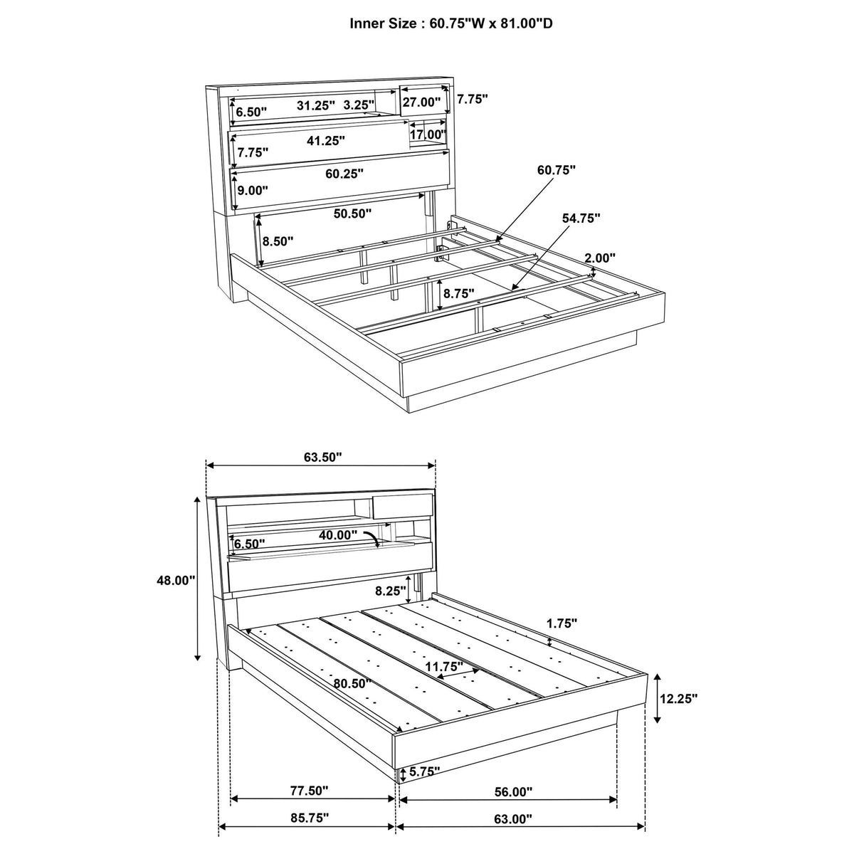 4 Piece Queen Bedroom Set with Storage and Mirror