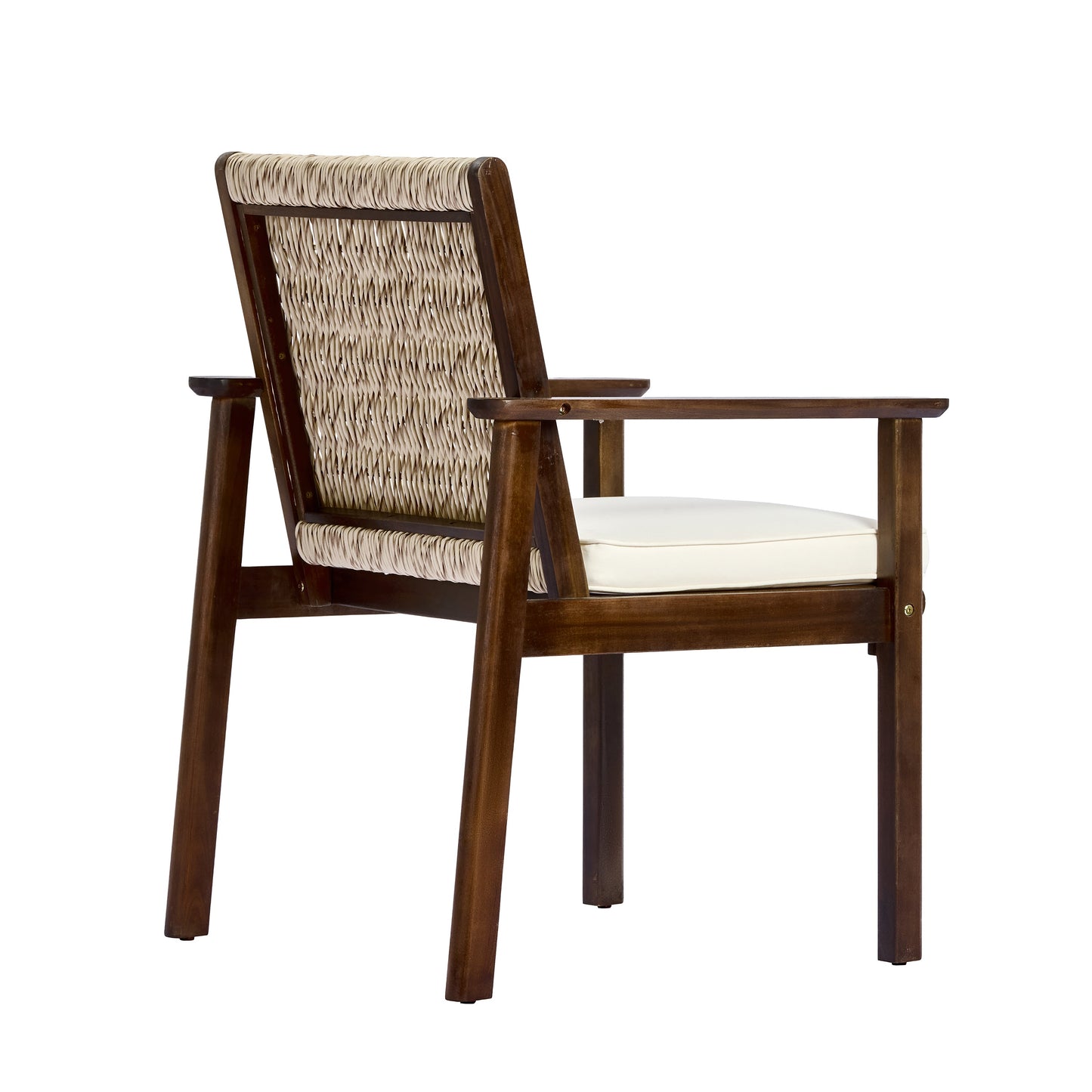 Two Outdoor Dining Chairs With Acacia And Wicker