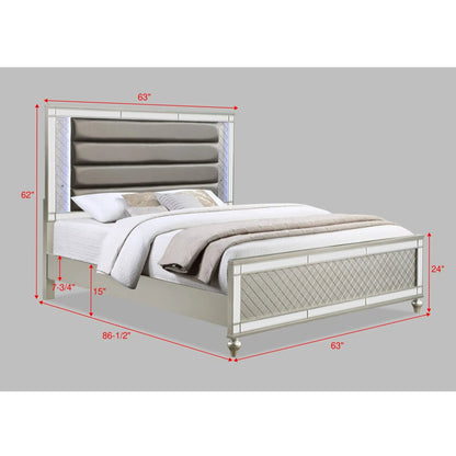 Modern Panel Bed With Tufted Design and Lighting