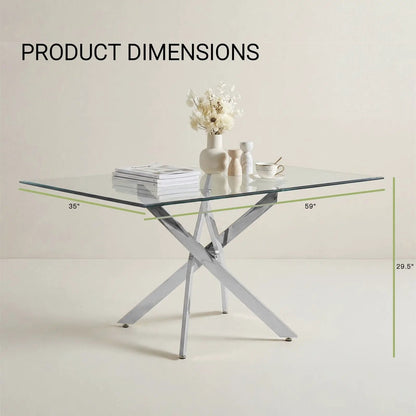Modern Rectangular Dining Table with Metal Frame