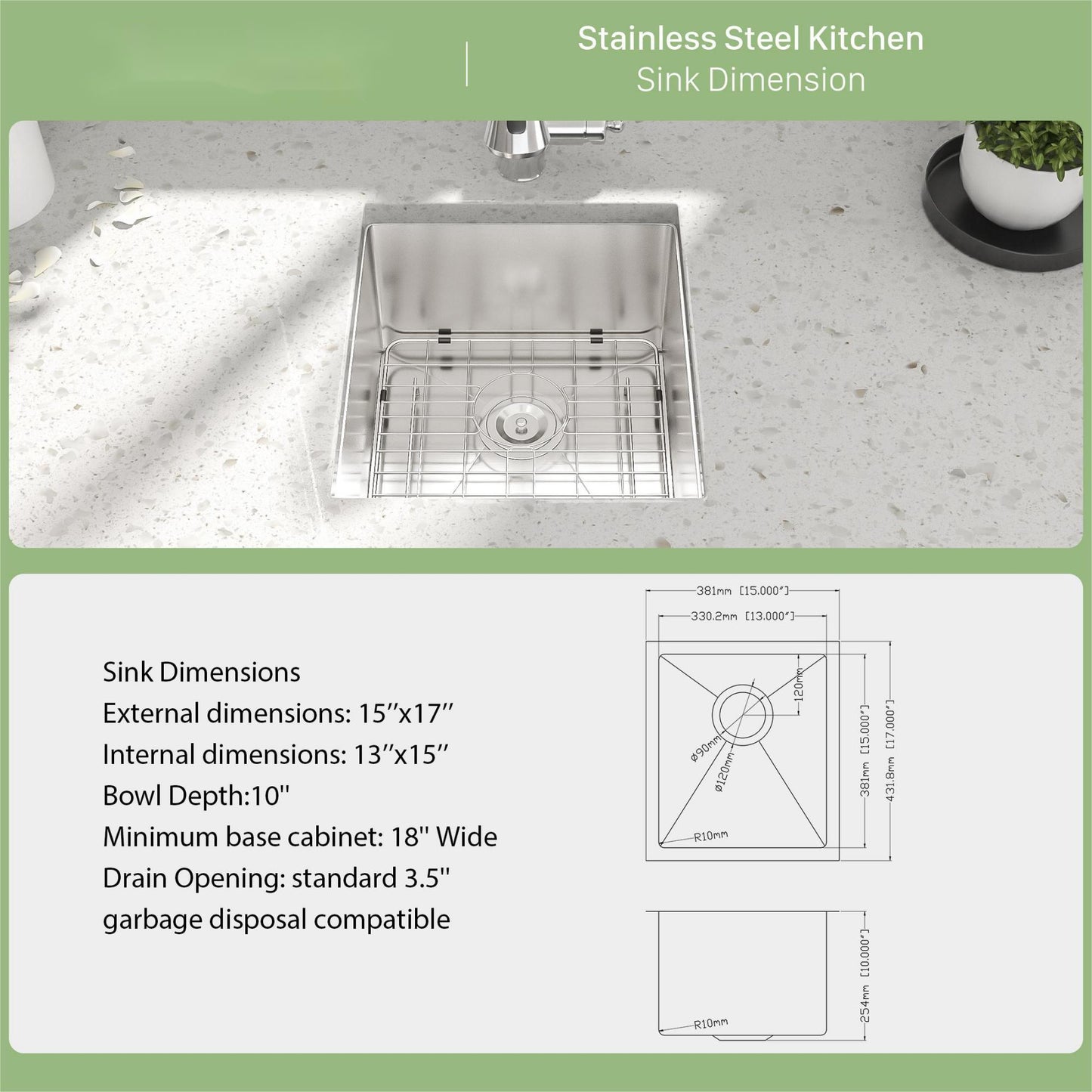 Modern Deep Single Bowl and Stainless Steel Sink