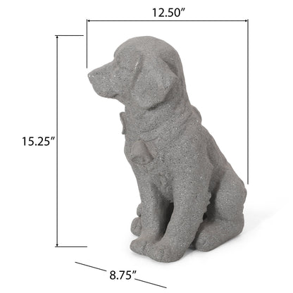 A Gray Mgo Dog Statue in Outdoor Garden Decor
