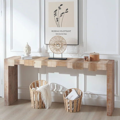 Modern Rustic Table with Sculpted Block Design
