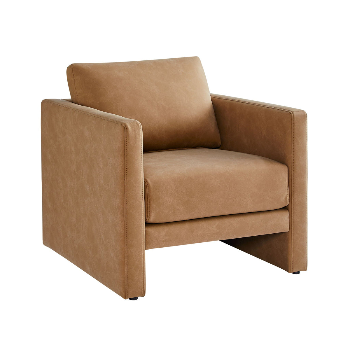 Tulo Arm Chair tan leather with coil spring seating by HouseOfZazla on Tampa Home & Garden Store