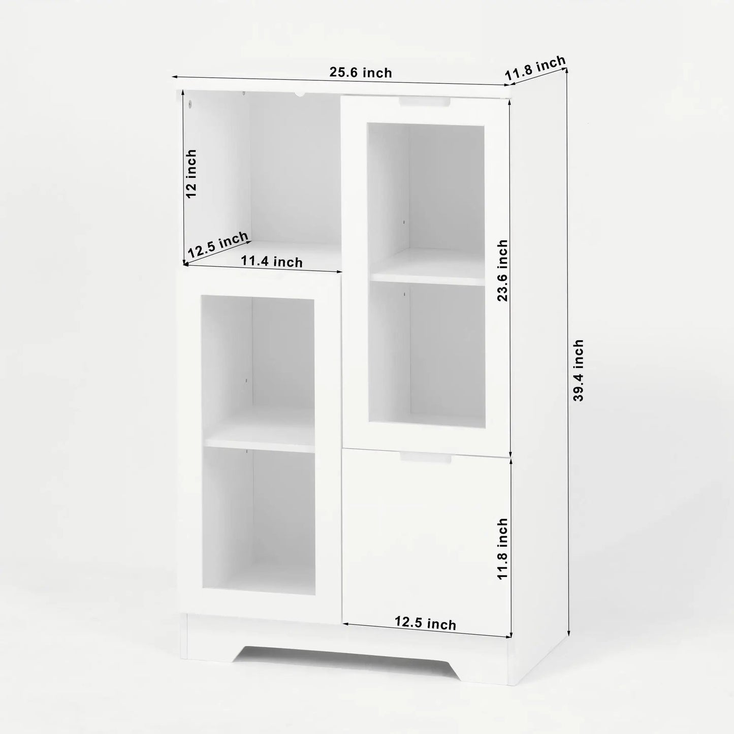 Modern Cabinet with Glass Doors and Drawer
