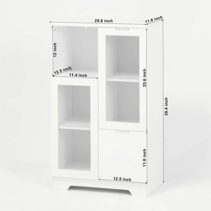 Modern Cabinet with Glass Doors and Drawer