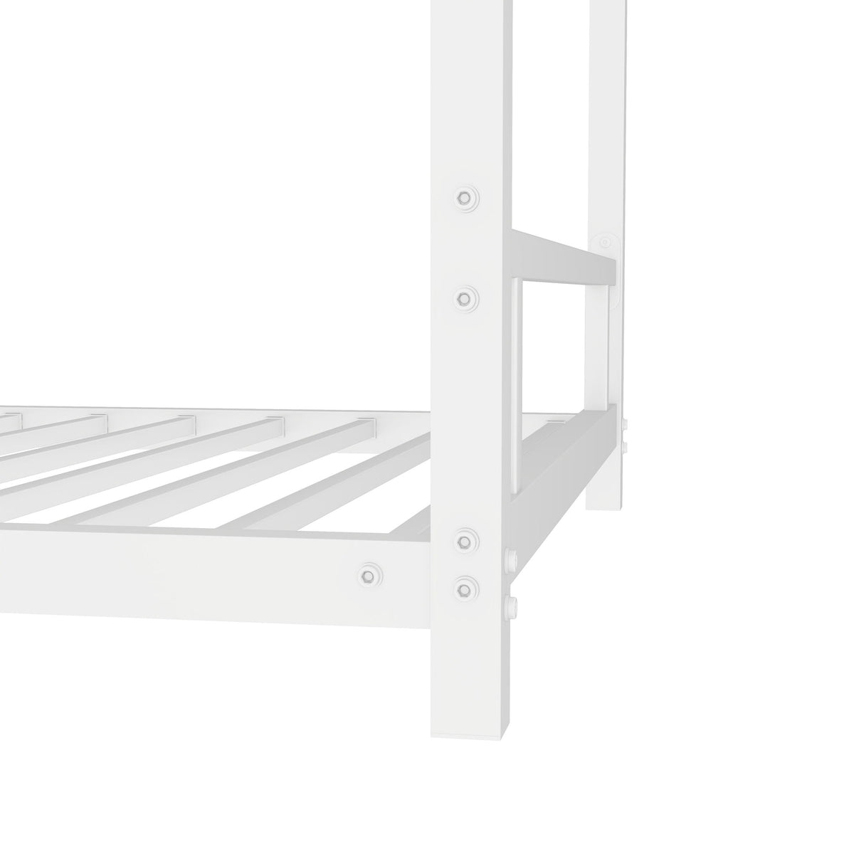 Bunk bed frame white metal with bolt-fastened corner posts HouseOfZazla on Tampa Home & Garden Store