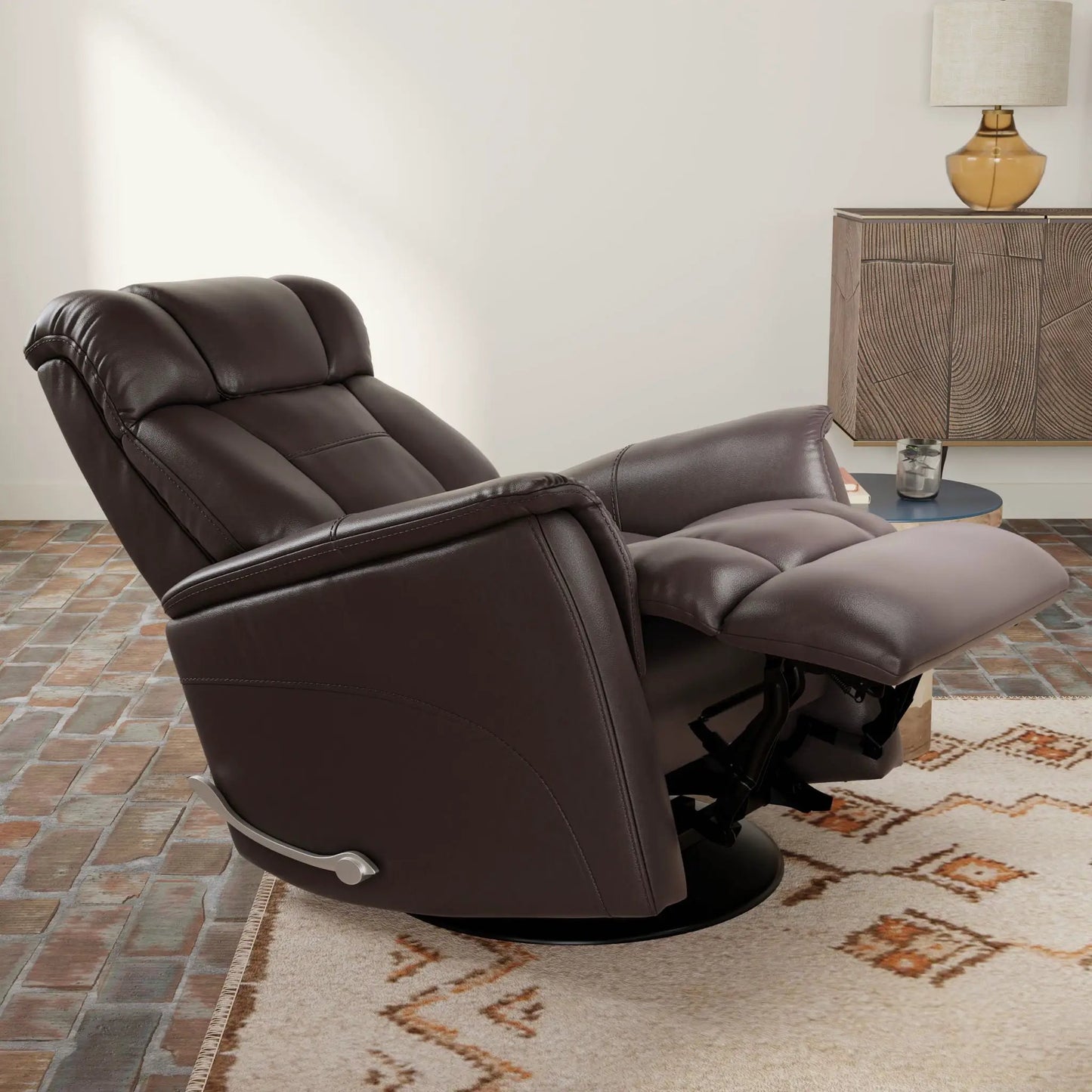 Bentley swivel glider recliner in brown leather with manual headrest Unique Piece Furniture on Tampa Home & Garden Store