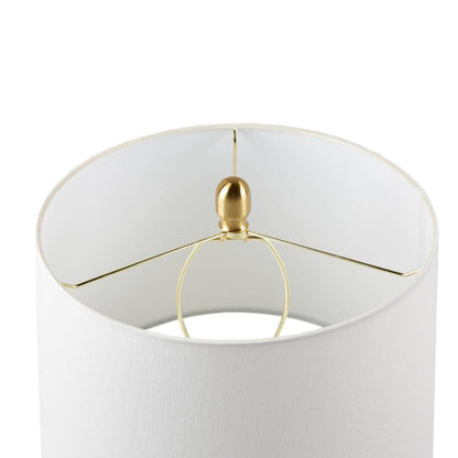 Faceted Green Glass Table Lamp with white fabric shade on Tampa Home & Garden Store