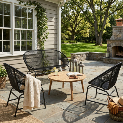 Nusa Outdoor Patio 4 Piece Chat Set with Table