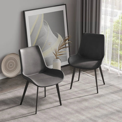Modern dining chair set in black faux leather with metal legs, 2 chairs for a contemporary dining space on Tampa Home & Garden Store