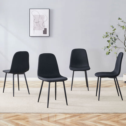 Modern medieval style cushioned side chairs with black upholstery and metal legs, set of 5 on Tampa Home & Garden Store
