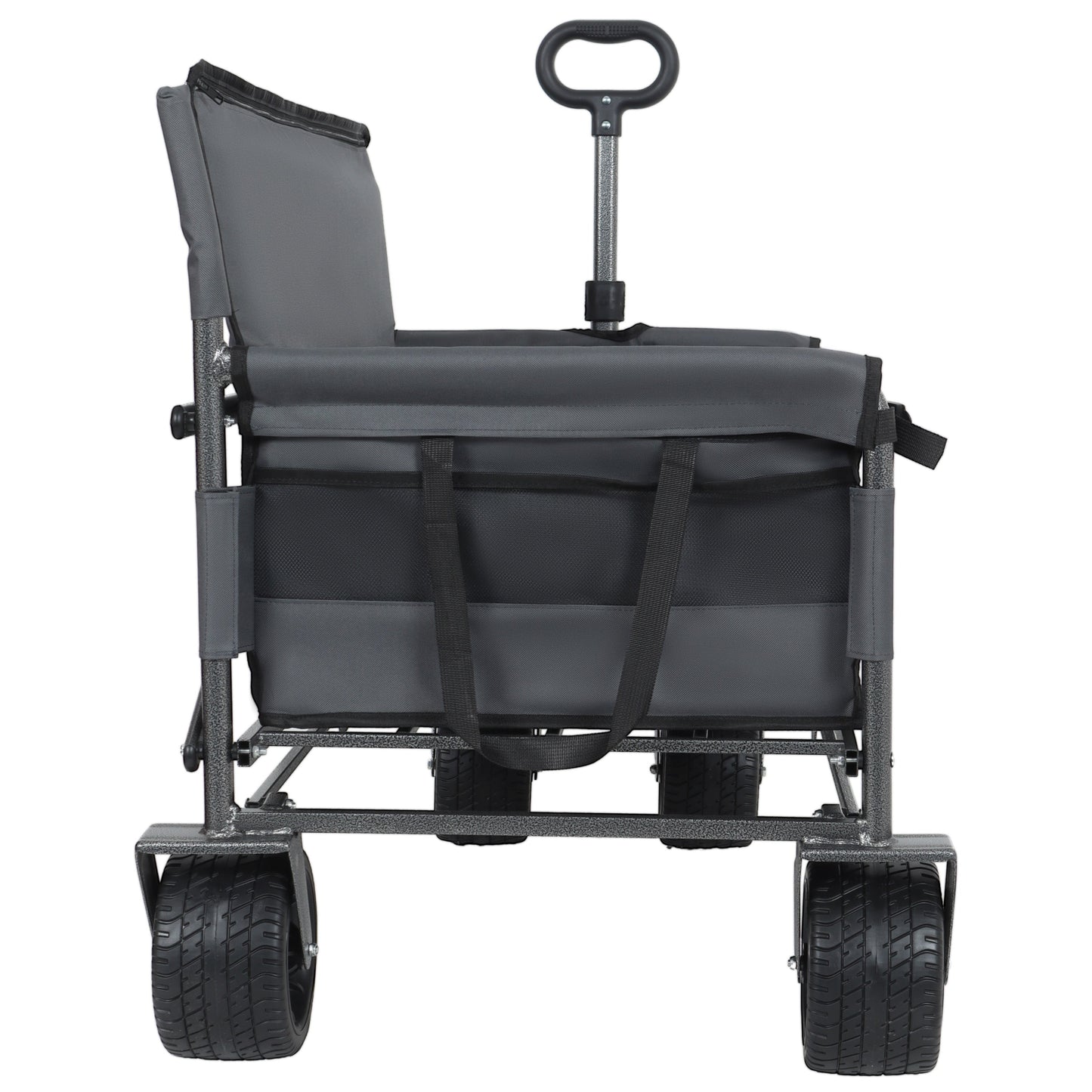 3-in-1 Folding Wagon Cart with Bench Seat & Storage gray wagon with black frame and wheels on Tampa Home & Garden Store