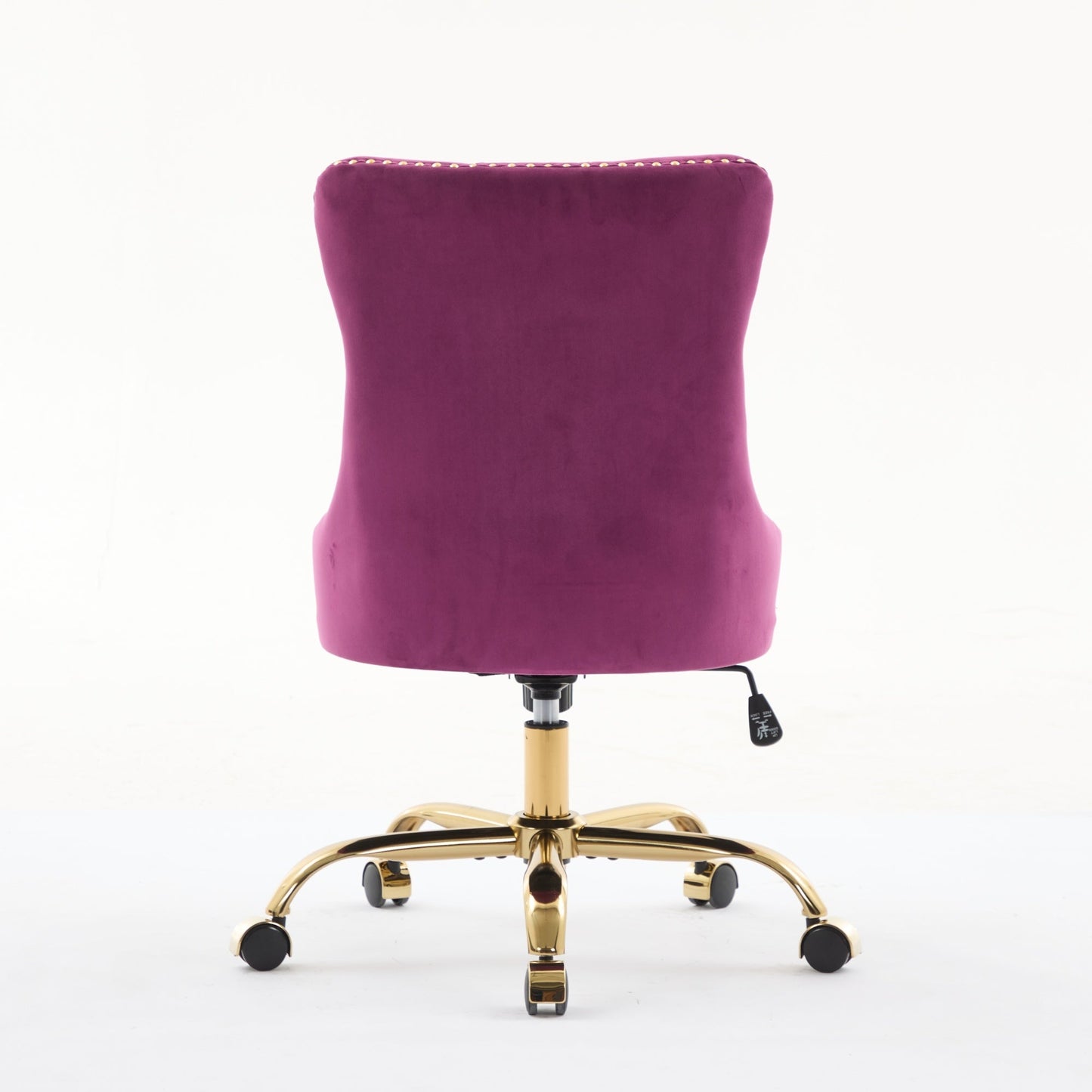 Office chair purple velvet tufted back with gold metal base on Tampa Home & Garden Store