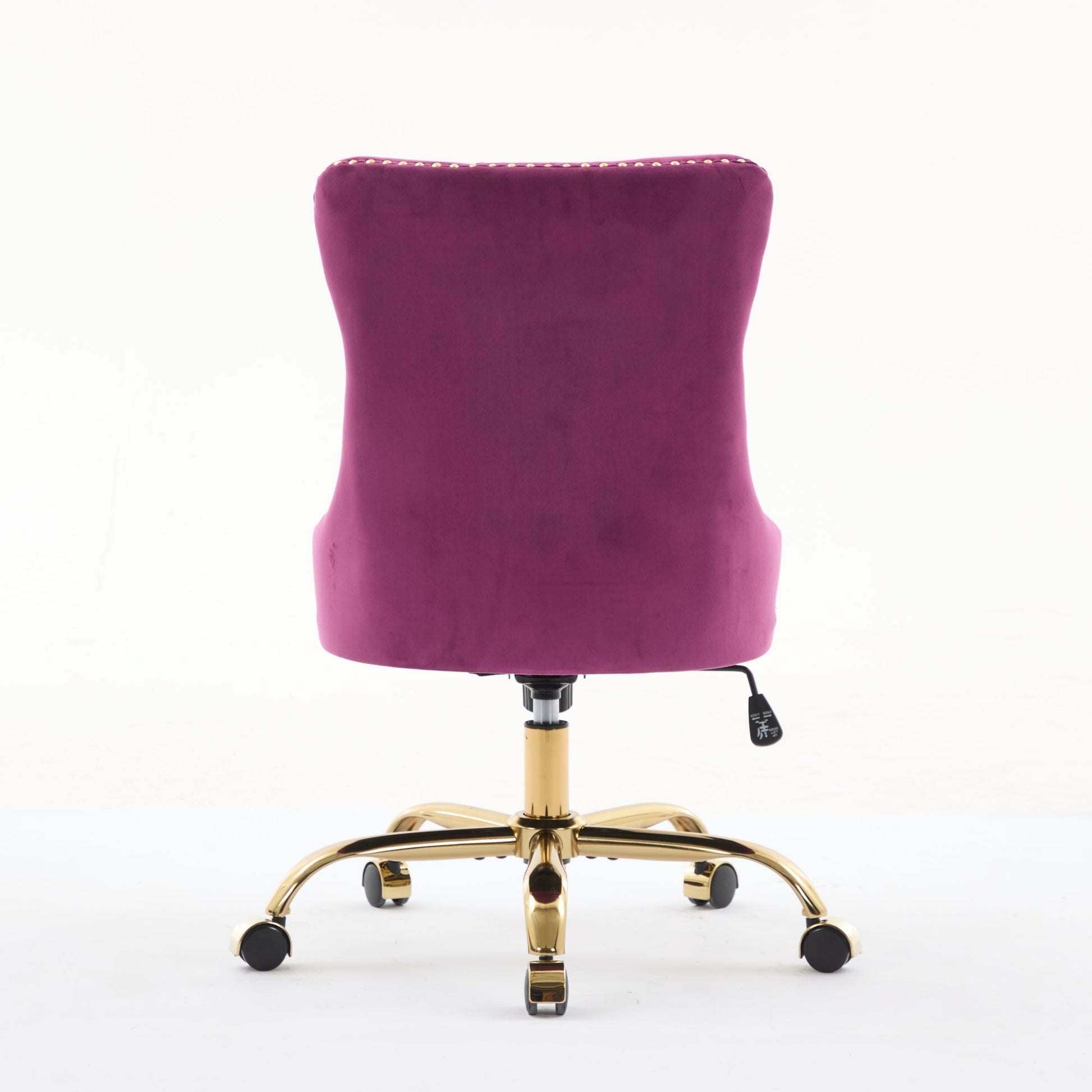 Office chair purple velvet tufted back with gold metal base on Tampa Home & Garden Store