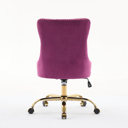 Office chair purple velvet tufted back with gold metal base on Tampa Home & Garden Store