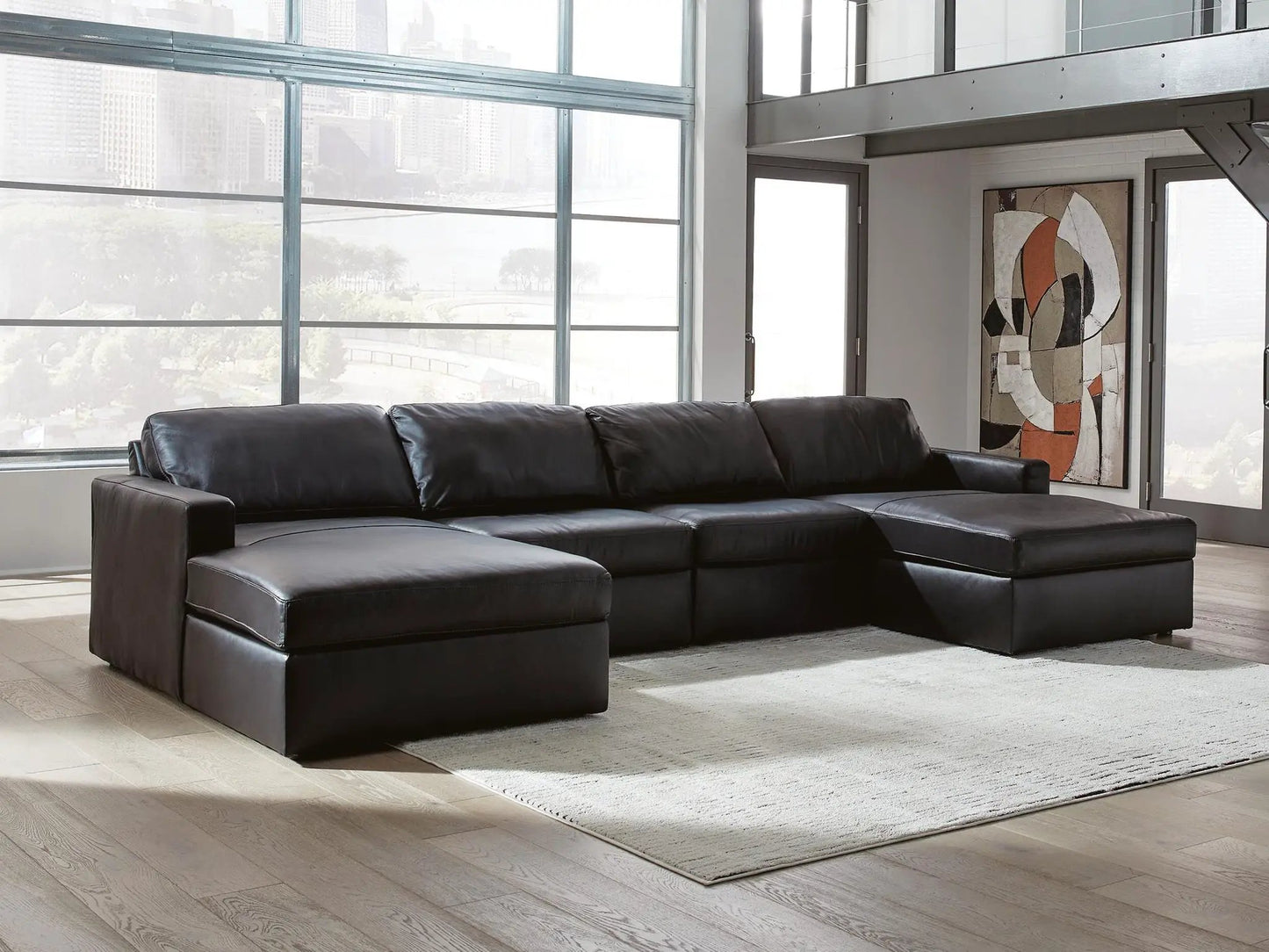 ModMax II Sectional leather black sofa by Unique Piece Furniture on Tampa Home & Garden Store