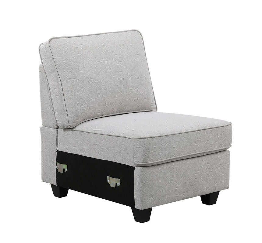 Leo Comfor modular sofa and ottoman in light gray fabric with black storage base on Tampa Home & Garden Store