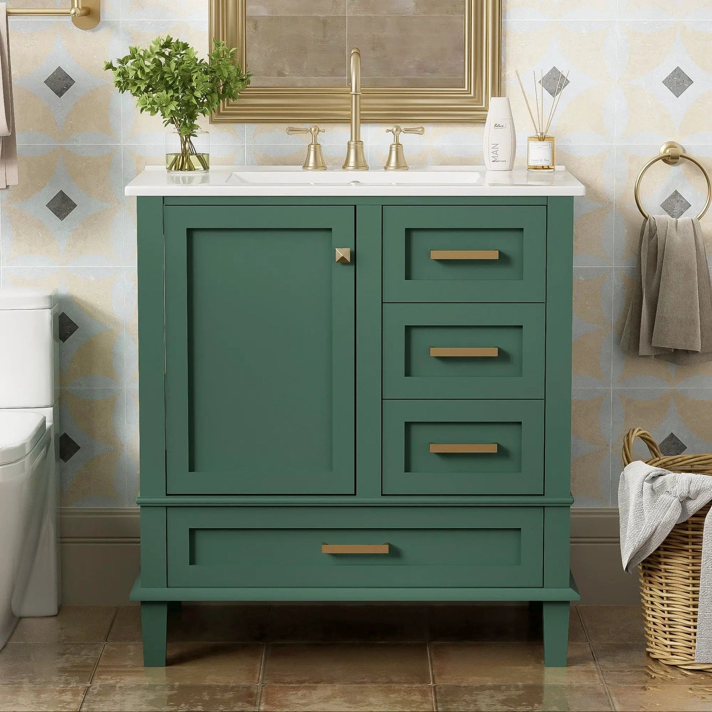 Bathroom Vanity With Sink Solid Wood Cabinet