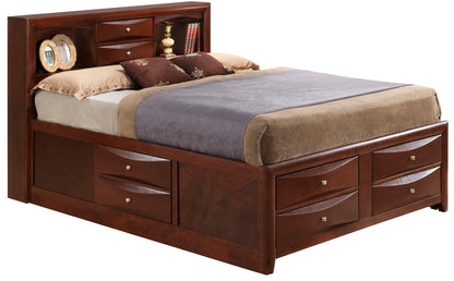Modern Design Storage Bed With Bookcase Headboard dark espresso wood with drawers HouseOfZazla on Tampa Home & Garden Store